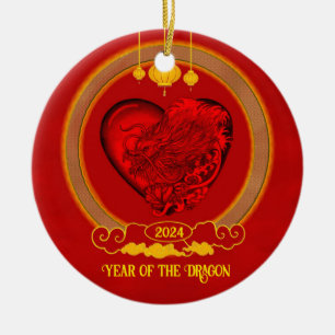 Drachenherz , Jahr des Drachen Keramik Ornament