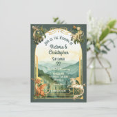 Drachenhochzeit der Tiere Einladung (Stehend Vorderseite)