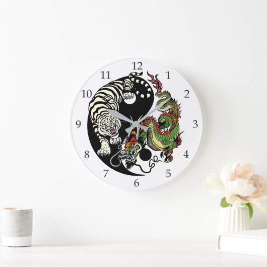 Drachenjang-Symbol Große Wanduhr (Zuhause)
