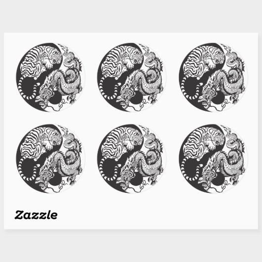 Drachenjang-Symbol Runder Aufkleber (Blatt)