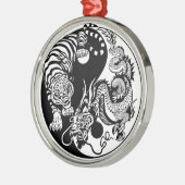 Drachenjang-Symbol Silbernes Ornament (Links)