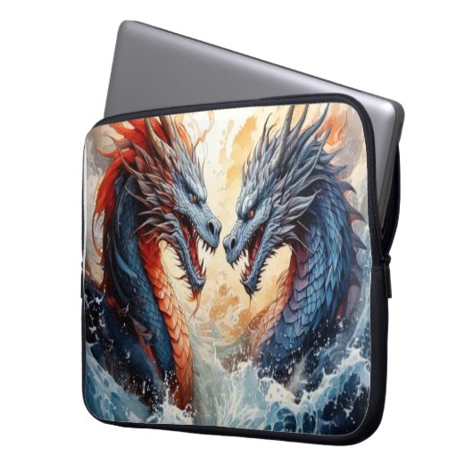 Drachenkampf Laptopschutzhülle (Vorderseite Links)