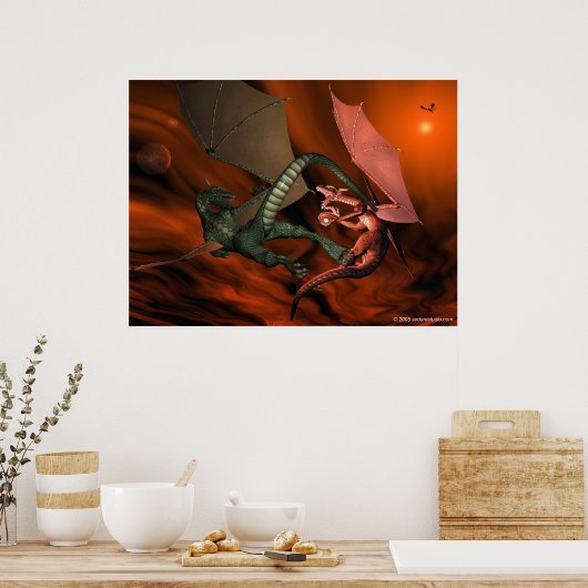 Drachenkampf Poster (Küche)