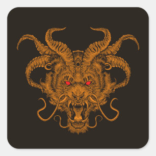 Drachenkopf-Illustration mit cooler Hand Quadratischer Aufkleber