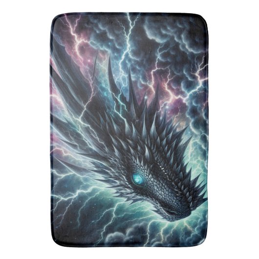 Drachenkopf in einem Gewitter mit Blitz Badematte (Vorderseite Vertikal)