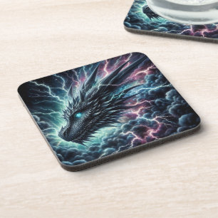 Drachenkopf in einem Gewitter mit Blitz Getränkeuntersetzer