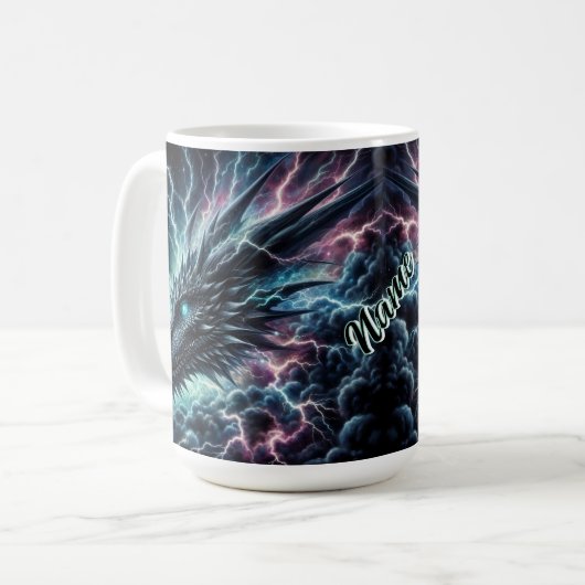 Drachenkopf in einem Gewitter mit Blitz Kaffeetasse (Vorderseite Links)