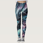 Drachenkopf in einem Gewitter mit Blitz Leggings (Vorderseite)