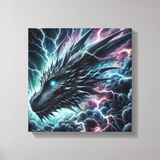 Drachenkopf in einem Gewitter mit Blitz Leinwanddruck (Vorderseite)