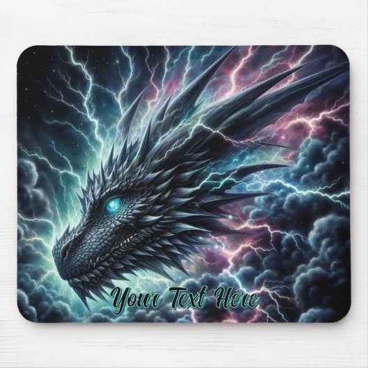 Drachenkopf in einem Gewitter mit Blitz Mousepad (Vorne)