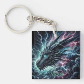 Drachenkopf in einem Gewitter mit Blitz Schlüsselanhänger (Vorderseite)