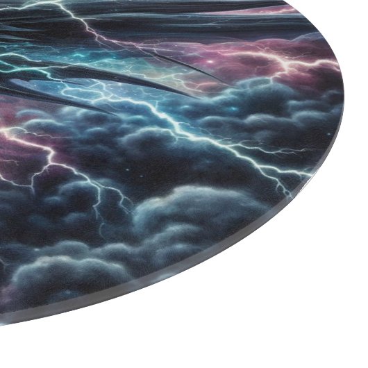 Drachenkopf in einem Gewitter mit Blitz Schneidebrett (Ecke)