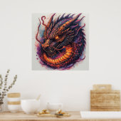 Drachenkopf mit scharfen Augen Poster (Küche)