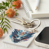 Drachenkopf mit scharfen Augen Schlüsselanhänger (Vorderseite rechts)