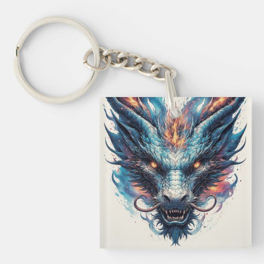 Drachenkopf mit scharfen Augen Schlüsselanhänger (Vorderseite)