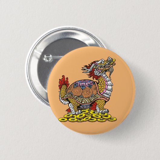 Drachenkopfschildkröte sitzt auf vielen Münzen Abe Button (Vorne & Hinten)