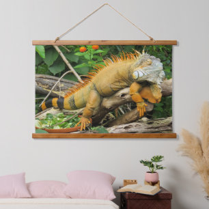 Drachenledereidechse Wandteppich Mit Holzrahmen
