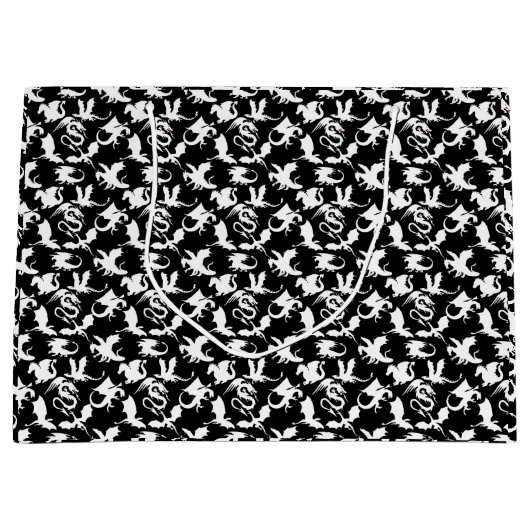 Drachenmuster 01.bx4 Schwarze BG Große Geschenktüte (Vorderseite)