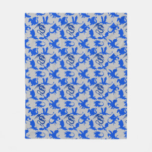 Drachenmuster 02 blue.bwx4 grau BG Fleecedecke