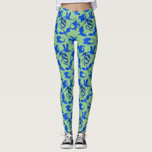 Drachenmuster 02 blue.bwx4 Lgreen BG Leggings