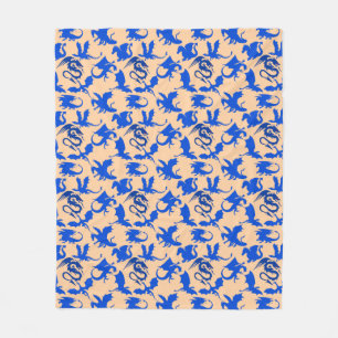 Drachenmuster 02 blue.bwx4 Lorange BG Fleecedecke
