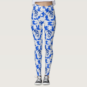 Drachenmuster 02 blue.bwx4 offwhite BG Leggings