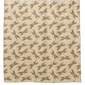 Drachenmuster auf Cremegelb Duschvorhang (Vorderseite)