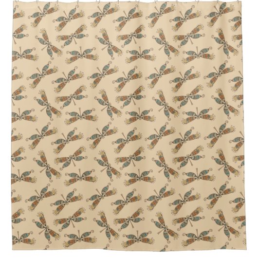 Drachenmuster auf Cremegelb Duschvorhang (Vorderseite)