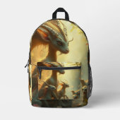 „Drachenmutter im goldenen Wald“ Bedruckter Rucksack (Vorderseite)