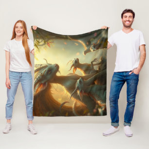 „Drachenmutter im goldenen Wald“ Fleecedecke