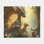 „Drachenmutter im goldenen Wald“ Fleecedecke (Vorderseite (Horizontal))