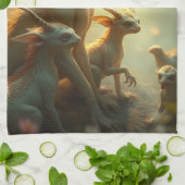 „Drachenmutter im goldenen Wald“ Geschirrtuch (Gefaltet)