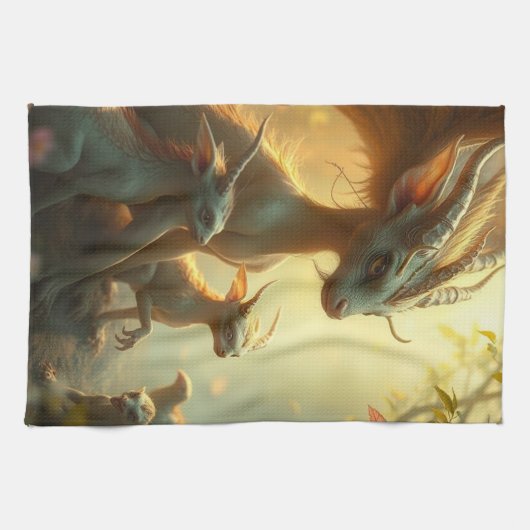 „Drachenmutter im goldenen Wald“ Geschirrtuch (Horizontal)