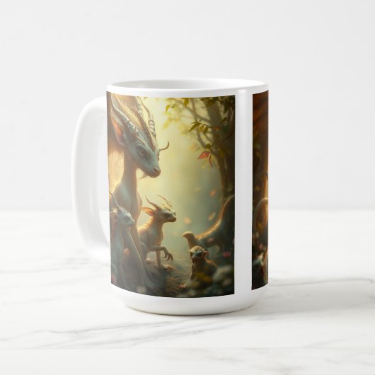 „Drachenmutter im goldenen Wald“ Kaffeetasse (Vorderseite Links)