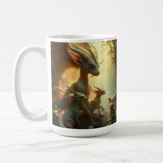 „Drachenmutter im goldenen Wald“ Kaffeetasse (Links)