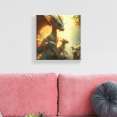 „Drachenmutter im goldenen Wald“ Leinwanddruck (Insitu (Wohnzimmer))