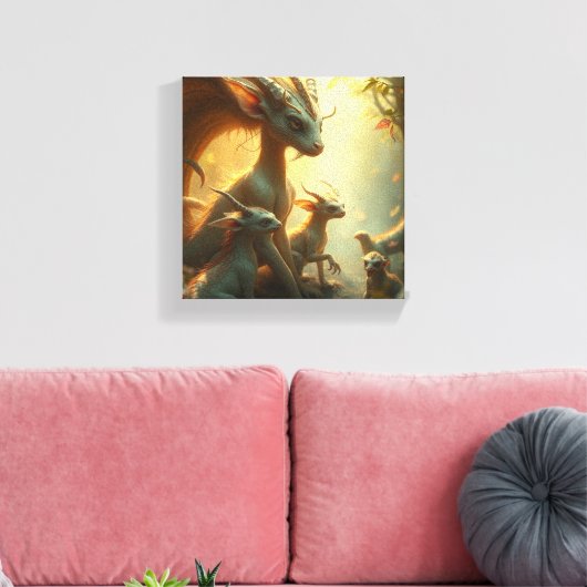 „Drachenmutter im goldenen Wald“ Leinwanddruck (Insitu (Wohnzimmer))