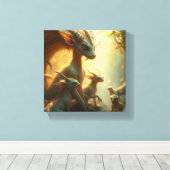 „Drachenmutter im goldenen Wald“ Leinwanddruck (Insitu (Holzboden))