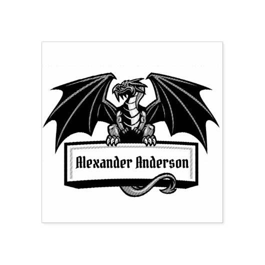 Drachennamensplatte personalisieren Briefmarke aus Gummistempel (Prägung)