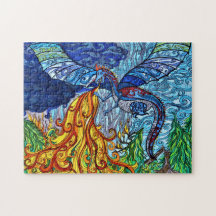 Drachenpuzzle aus Hartglas