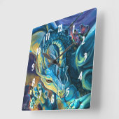 Drachenreiter und Zauberer Quadratische Wanduhr (Winkel)