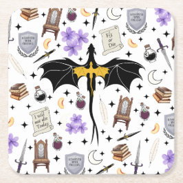 Drachenreiter-Untersetzer Buchgeschenk  Rechteckiger Pappuntersetzer