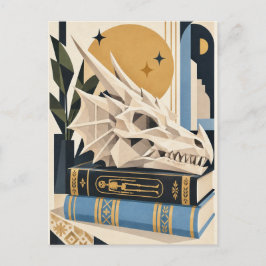 Drachenschädel & Bücher Geometrische Kunst Postkar Feiertagspostkarte