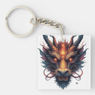 Drachenschädel mit wilden Augen Schlüsselanhänger