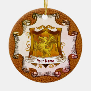 Drachenschild Familienwappen Nachnamens-Schmuck Keramik Ornament