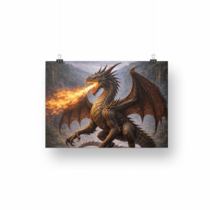 Drachenschlacht-Heim- & Gaming-Zimmer-Dekoration Fotodruck