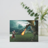 Drachenschlacht im mittelalterlichen Ritter Postkarte (Stehend Vorderseite)