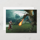 Drachenschlacht im mittelalterlichen Ritter Postkarte (Vorne/Hinten)