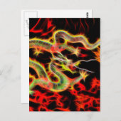 Drachenschlange Feuer auf Glücksenergie Postkarte (Vorne/Hinten)