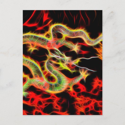 Drachenschlange Feuer auf Glücksenergie Postkarte (Vorderseite)